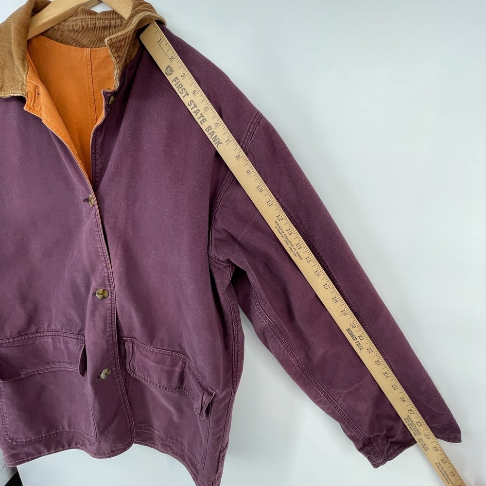 Vintage Barn Coat Chore Jacket Women XL Canvas Corduroy Collar Reversible Preppy - Picture 7 of 16
